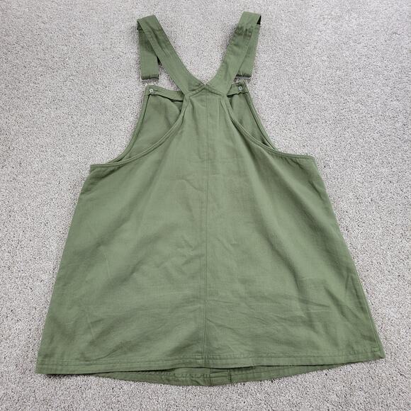Harper Womens Overalls Dress M Olive Green Button Front Mini Pockets DLBST25 - Picture 12 of 15